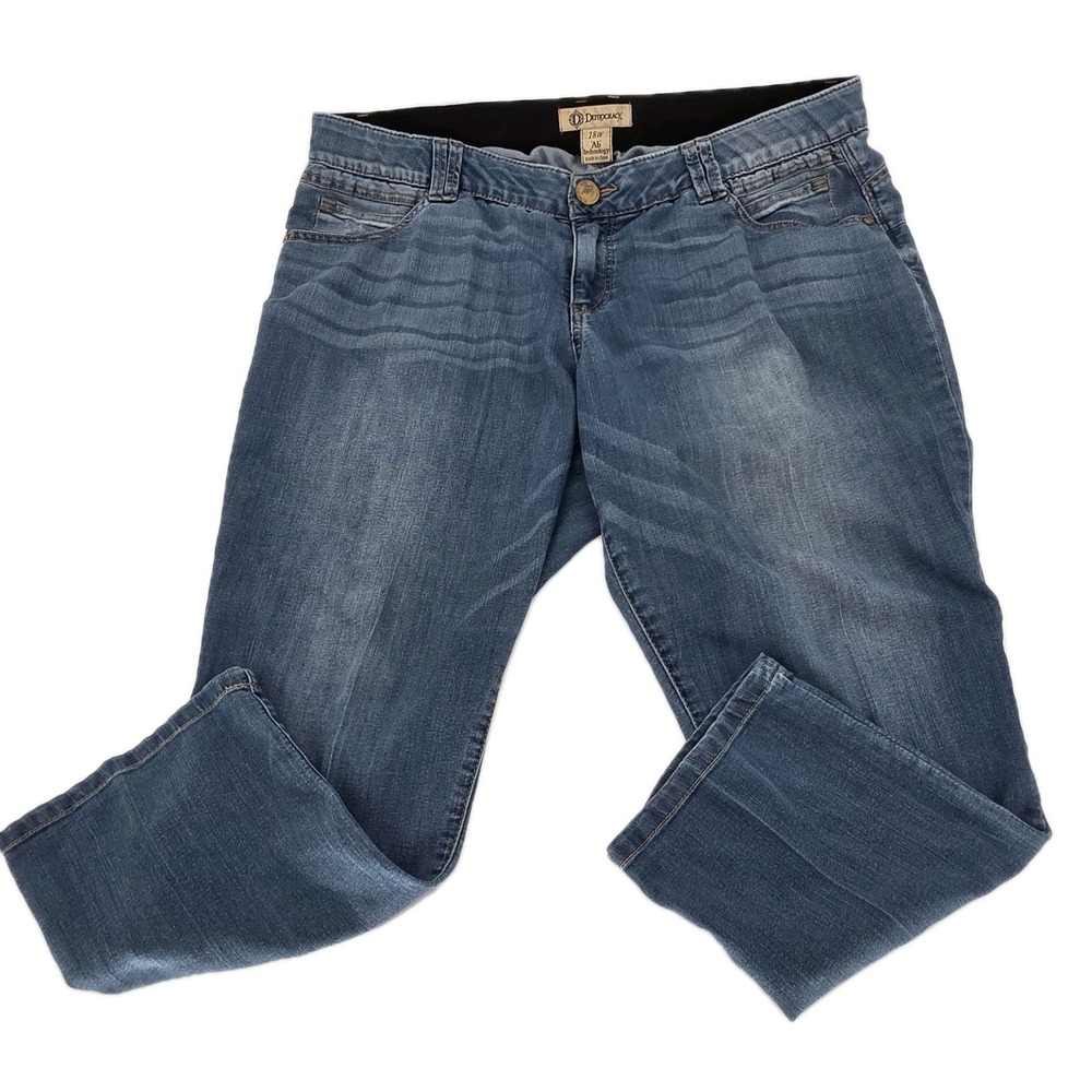 Democracy Ab Technology Straight Leg Jeans 18W Medium Wash Stretch Denim Stretch